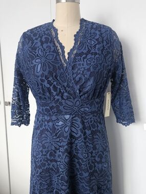 Kiyonna Mademoiselle Lace Cocktail Dress Size XL Navy Blue